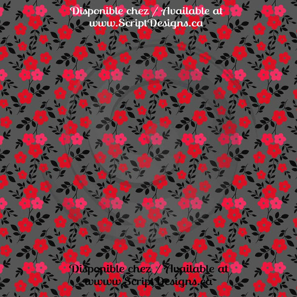 Red Floral - Patterned HTV (12 Different designs available)