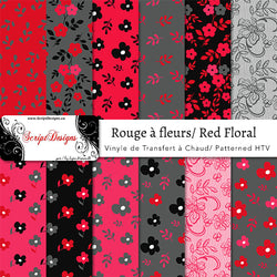Red Floral - HTV à motifs (12 modèles différents disponibles) 