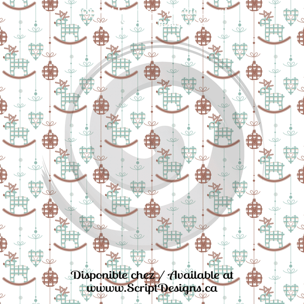 White Christmas (naive style) - Patterned Adhesive Vinyl  (12 Designs) - ScriptDesigns - 4