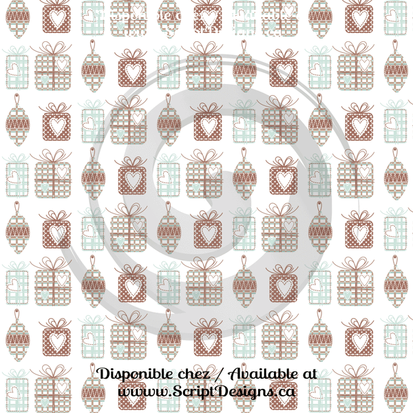 White Christmas (naive style) - Patterned Adhesive Vinyl  (12 Designs) - ScriptDesigns - 11