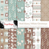 White Christmas (naive style) - Patterned Adhesive Vinyl  (12 Different designs available)