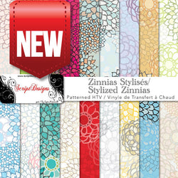 Zinnias stylisés - HTV à motifs (18 couleurs différentes disponibles) 